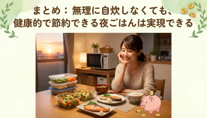 まとめ：無理に自炊しなくても、健康的で節約できる夜ご飯は実現できるのアイキャッチ画像