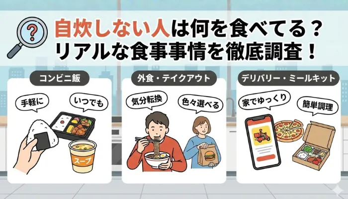 自炊しない人は何を食べてる？リアルな食事事情徹底調査！のアイキャッチ画像