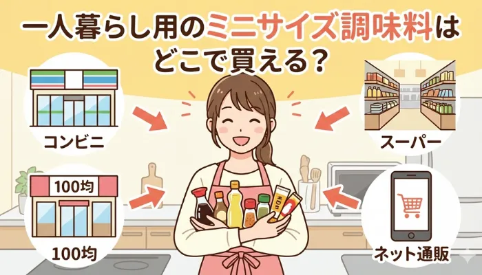 一人暮らし用のミニサイズ調味料はどこで買える？のアイキャッチ画像