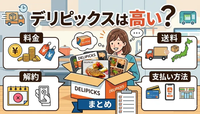 デリピックスは高い？料金・送料・解約・支払い方法のイラスト