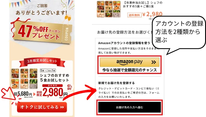 デリピックスお試しセットの申し込み方法ステップ2