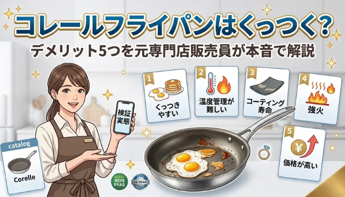 コレールフライパンはくっつく？