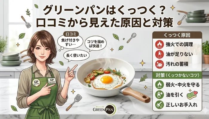 グリーンパンはくっつく？口コミから見えた原因と対策