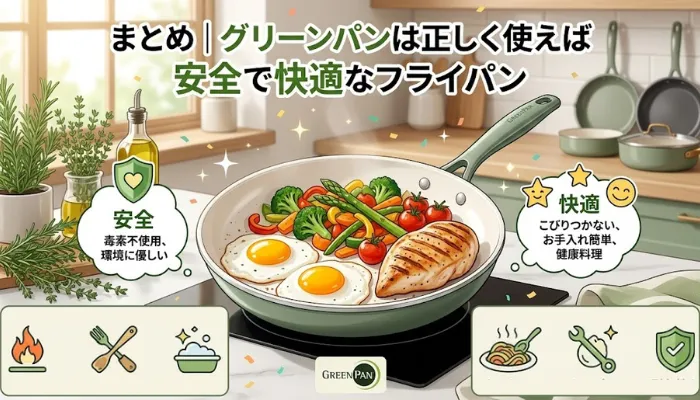 グリーンパンは正しく使えば安全で快適なフライパン