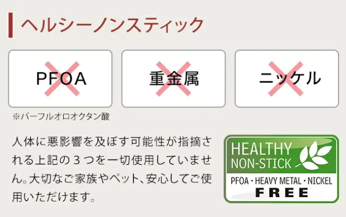 バッラリーニのPFOAフリーの表記