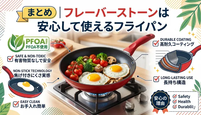 まとめ|フレーバーストーンは安心して使えるフライパン
