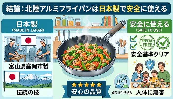 北陸アルミフライパンは日本製で安全に使える