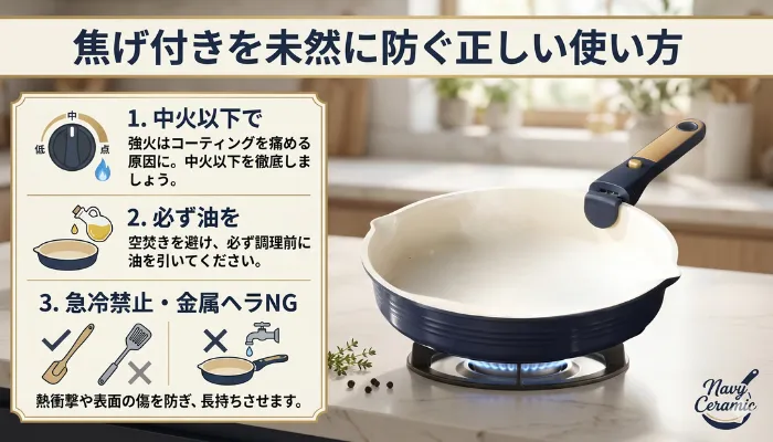 焦げ付きを未然に防ぐ正しい使い方