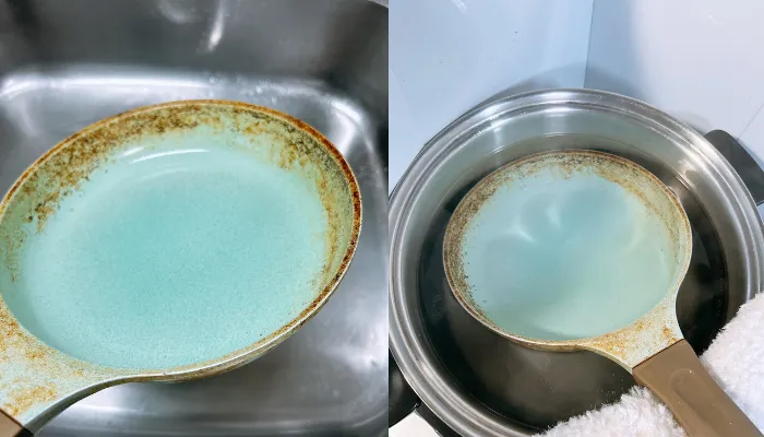 重曹煮込み法を行っている様子