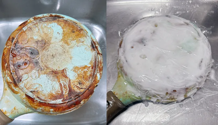 重曹ペースト法を行っている様子