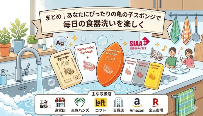 あなたにぴったりの亀の子スポンジで毎日の食器洗いを楽しく