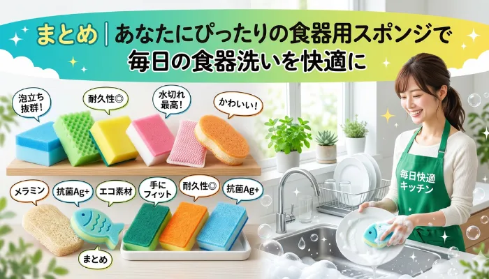 まとめ|あなたにぴったりの食器用スポンジで毎日の食器洗いを快適に