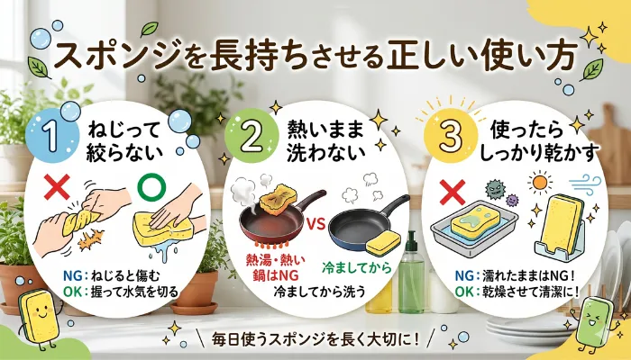 スポンジを長持ちさせる正しい使い方
