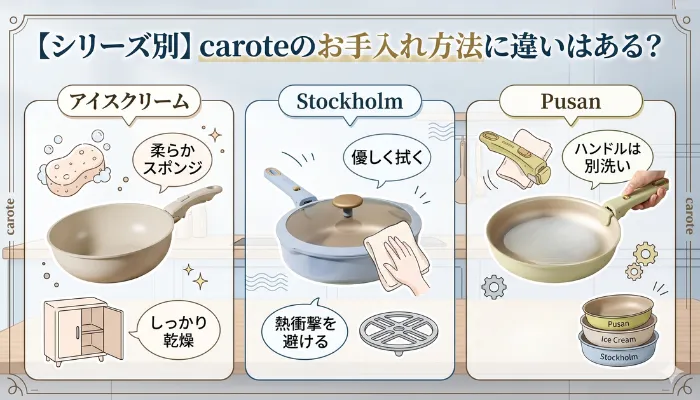 カローテのお手入れ方法に違いはある？
