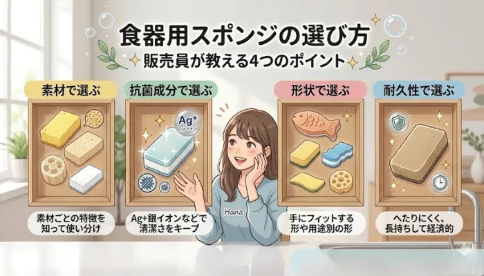 食器用スポンジの選び方|販売員が教える4つのポイント