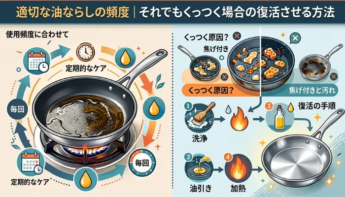 適切な油ならしの頻度|それでもくっつく場合の復活させる方法
