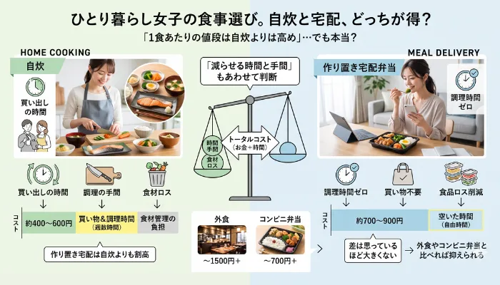 1食あたりの値段は自炊よりは高め