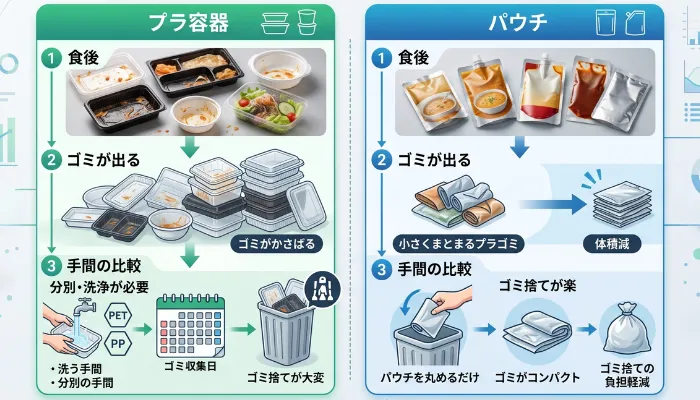容器のゴミが出る