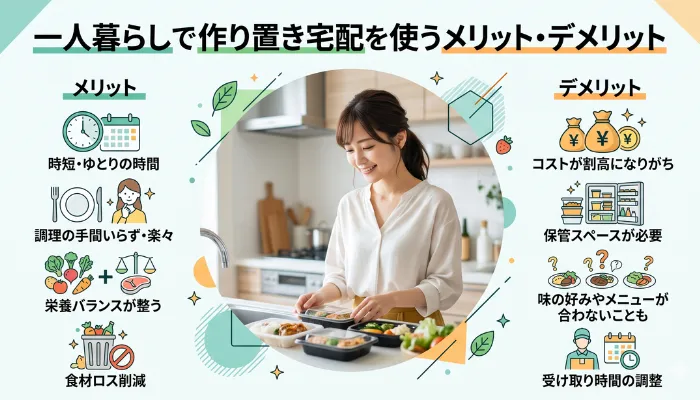 一人暮らしで作り置き宅配を使うメリット・デメリット