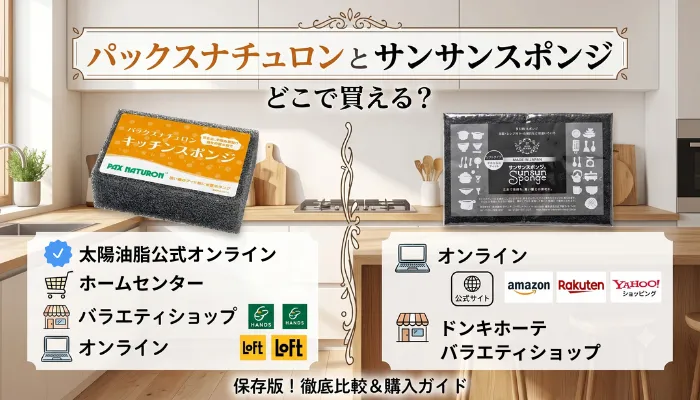 パックスナチュロンとサンサンスポンジはどこで買える?