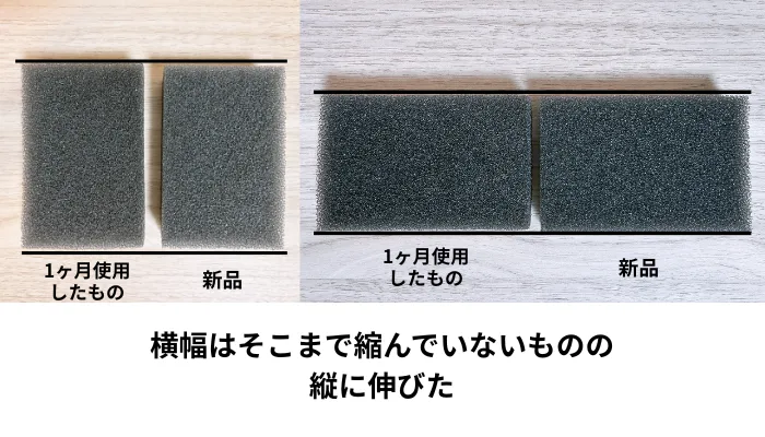 パックスナチュロンの1ヶ月使用したものと、新品の比較