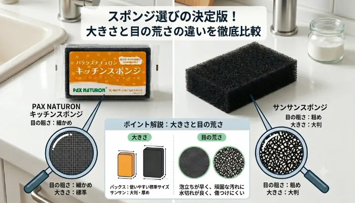 大きさと目の荒さの違い