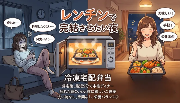 レンチンで完結させたい夜:冷凍宅配弁当