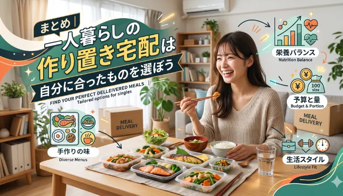 まとめ|一人暮らしの作り置き宅配は自分に合ったものを選ぼう