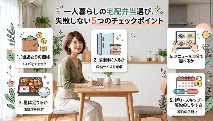 一人暮らしの宅配弁当選び、失敗しない5つのチェックポイント