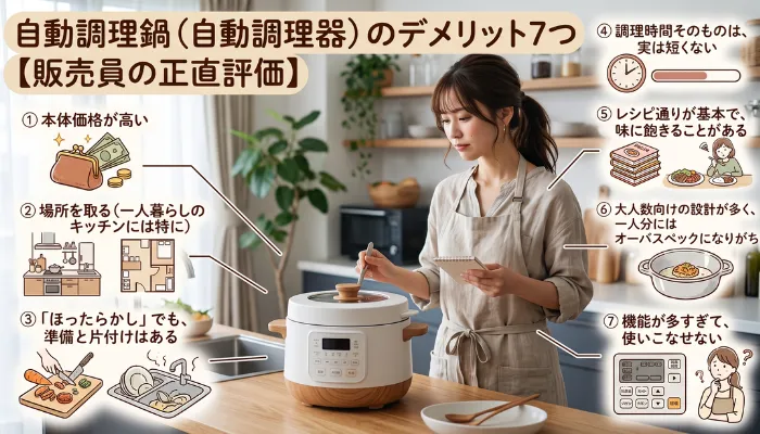 自動調理鍋(自動調理器)のデメリット7つ【販売員の正直評価】