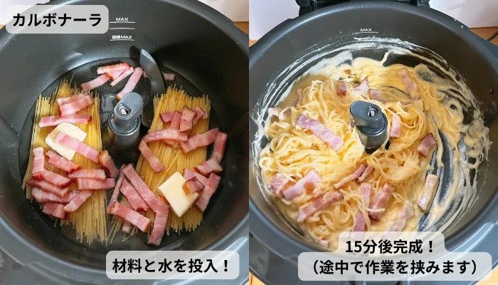 カルボナーラの出来上がり