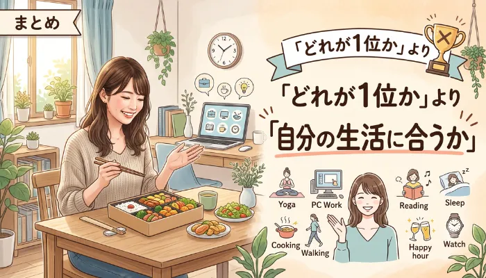 まとめ|宅配弁当は「どれが1位か」より「自分の生活に合うか」