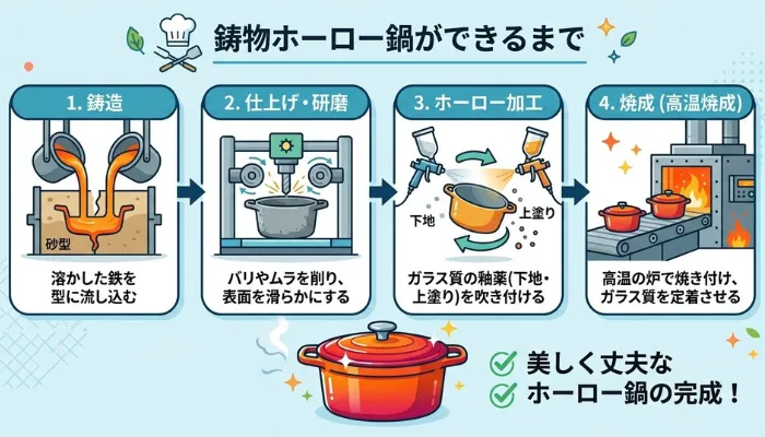 鋳物ホーロー鍋ができるまで